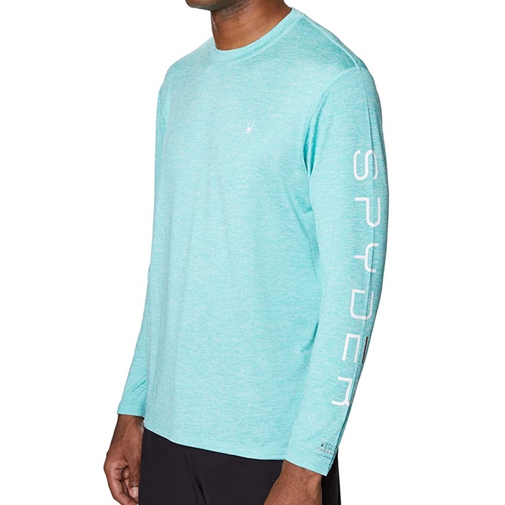 Mens Spyder Long Sleeve Shirt Rash Guard Green XL Nwt - Picture 2 of 9